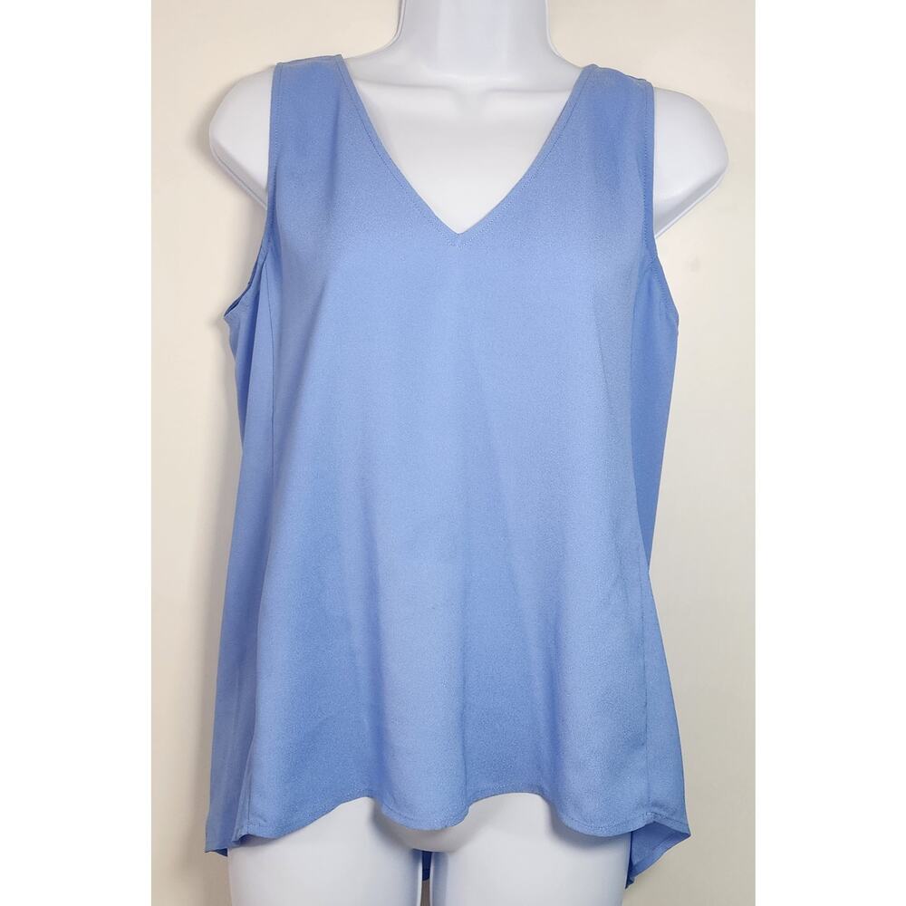 Nordstrom Blue Sleeveless V-Neck Blouse Minimalist Casual Tank S‎